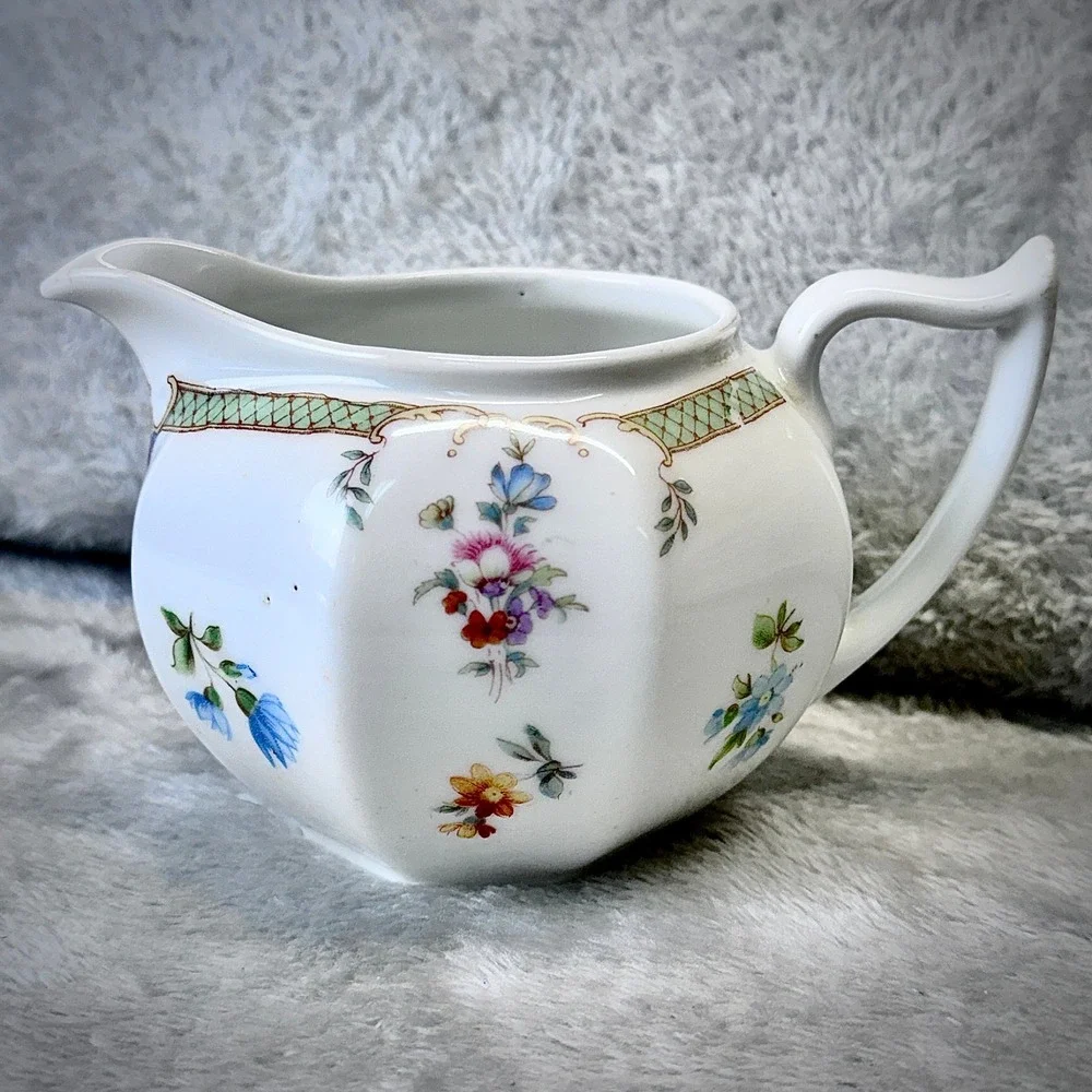 Antique Z.S. & Co Bavaria Floral Creamer German Porcelain Gold‎ Trim Pitcher